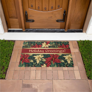 William Morris Poinsettia Personalised Holiday Doormat