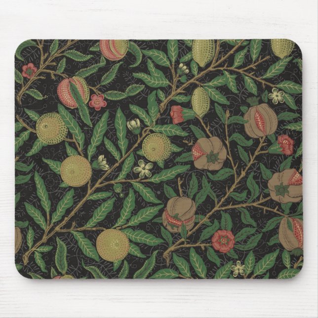 William Morris Pomegranate Black Fruit Mouse Mat (Front)