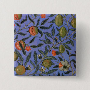 William Morris Pomegranate Blue Colourful Wallpape 15 Cm Square Badge