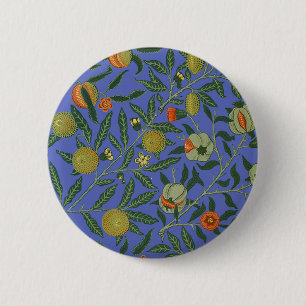 William Morris Pomegranate Blue Colourful Wallpape 6 Cm Round Badge