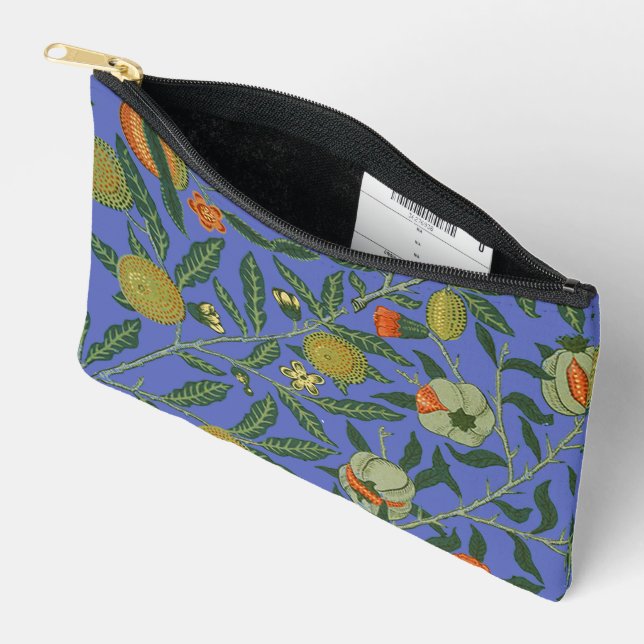 William Morris Pomegranate Blue Colourful Wallpape Accessory Pouch (Open)