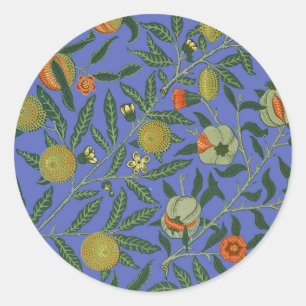 William Morris Pomegranate Blue Colourful Wallpape Classic Round Sticker