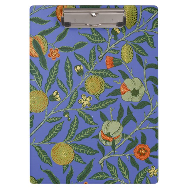 William Morris Pomegranate Blue Colourful Wallpape Clipboard (Front)