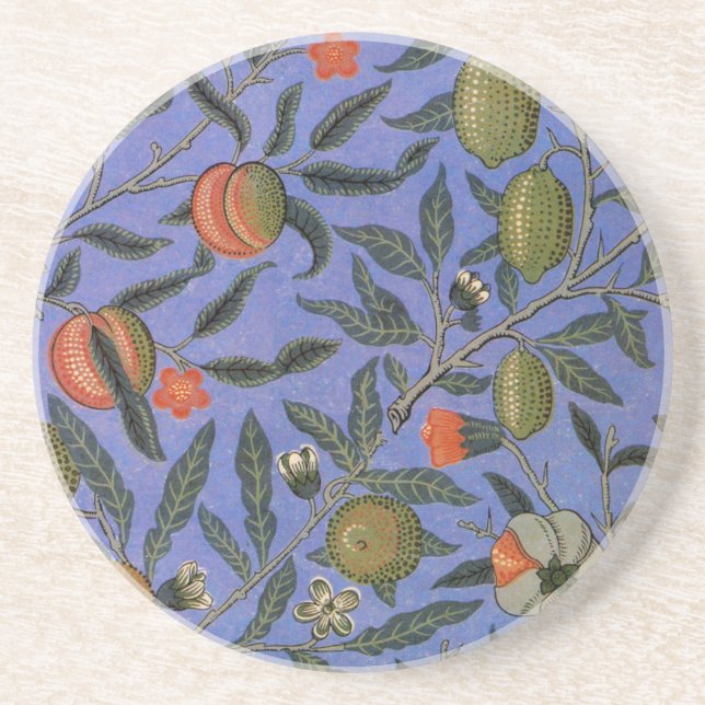 William Morris Pomegranate Blue Colourful Wallpape Coaster (Front)