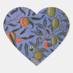 William Morris Pomegranate Blue Colourful Wallpape Heart Sticker