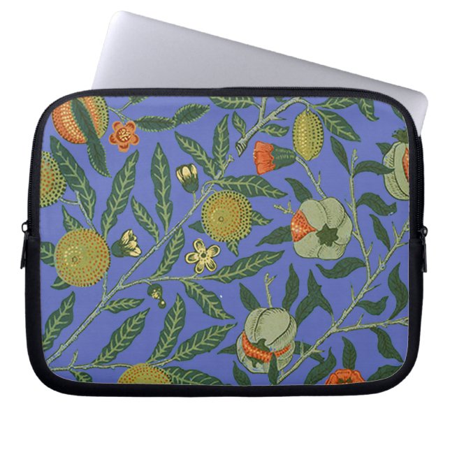 William Morris Pomegranate Blue Colourful Wallpape Laptop Sleeve (Front)