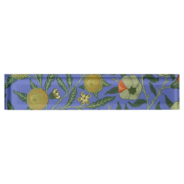 William Morris Pomegranate Blue Colourful Wallpape Nameplate (Front)
