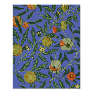 William Morris Pomegranate Blue Colourful Wallpape Poster