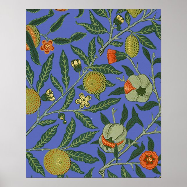 William Morris Pomegranate Blue Colourful Wallpape Poster (Front)