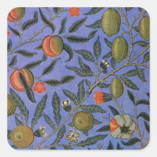 William Morris Pomegranate Blue Colourful Wallpape Square Sticker