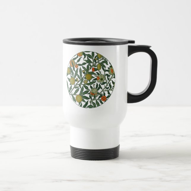 William Morris Pomegranate Blue Colourful Wallpape Travel Mug (Right)