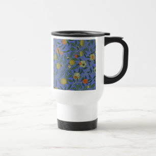 William Morris Pomegranate Blue Colourful Wallpape Travel Mug