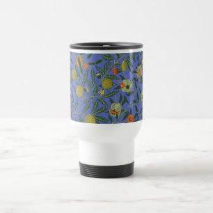William Morris Pomegranate Blue Colourful Wallpape Travel Mug