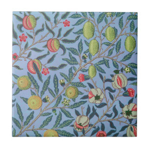 WILLIAM MORRIS "POMEGRANATE" CERAMIC TILE IN BLUE