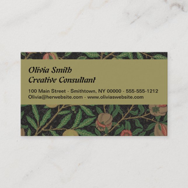 William Morris Pomegranate Classic Fruit Business Card (Front)