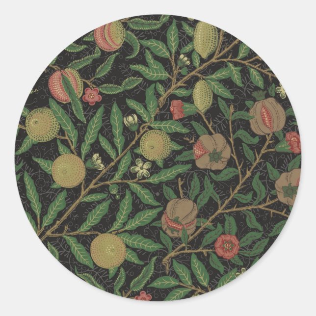 William Morris Pomegranate Classic Fruit Classic Round Sticker (Front)