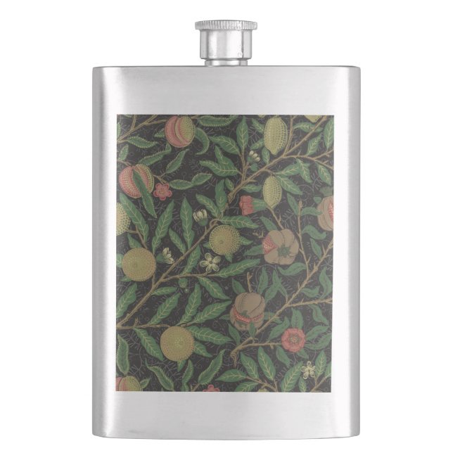 William Morris Pomegranate Classic Fruit Hip Flask (Front)