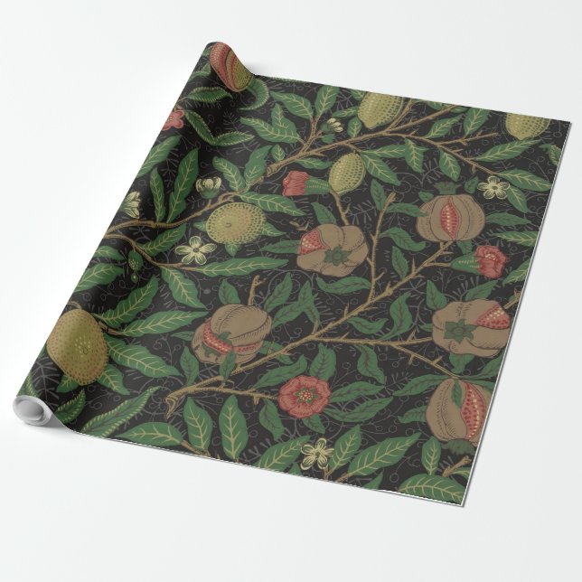 William Morris Pomegranate Classic Fruit Wrapping Paper (Unrolled)