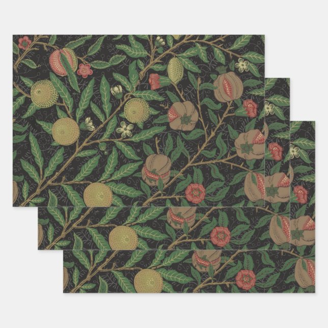 William Morris Pomegranate Classic Fruit Wrapping Paper Sheet (Set)