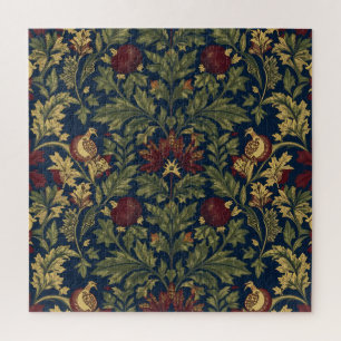 William Morris Pomegranate Floral Navy Pattern Jigsaw Puzzle