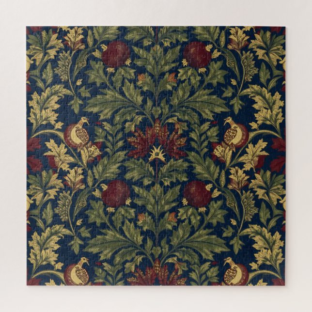 William Morris Pomegranate Floral Navy Pattern Jigsaw Puzzle (Vertical)