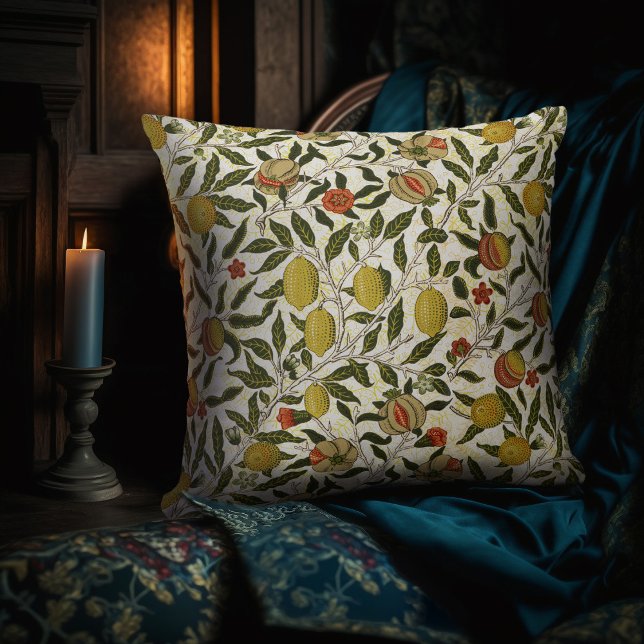 William Morris Pomegranate Lemons Yellow Fruits Cushion (Creator Uploaded)
