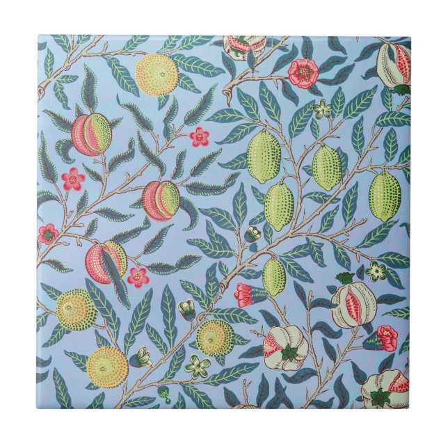 William Morris Pomegranate Pastel Fruit Pattern  Tile (Front)