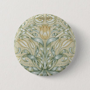 William Morris Pomegranate Pattern Antique Lily  6 Cm Round Badge