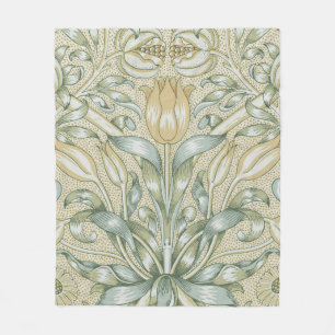 William Morris Pomegranate Pattern Antique Lily  Fleece Blanket