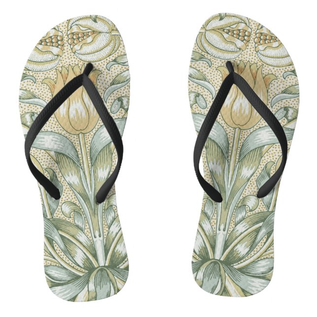 William Morris Pomegranate Pattern Antique Lily  Flip Flops (Footbed)