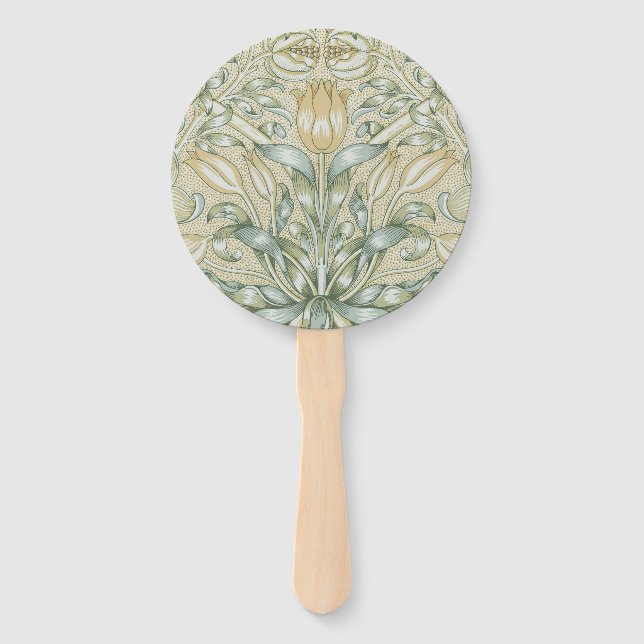 William Morris Pomegranate Pattern Antique Lily  Hand Fan (Front)