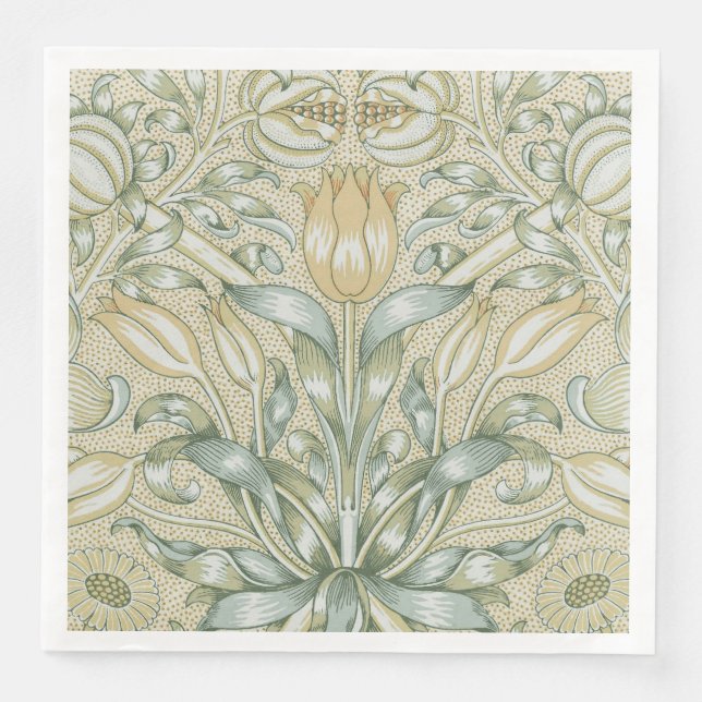 William Morris Pomegranate Pattern Antique Lily  Napkin (Front)