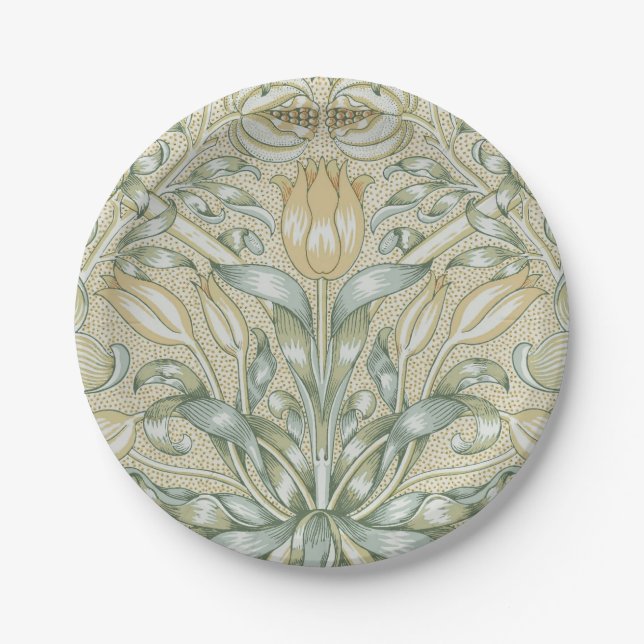 William Morris Pomegranate Pattern Antique Lily  Paper Plate (Front)