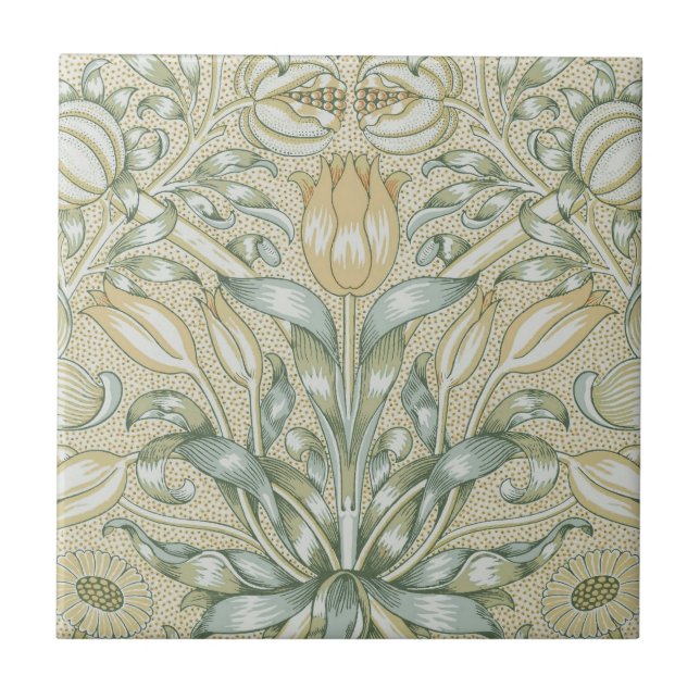 William Morris Pomegranate Pattern Antique Lily  Tile (Front)