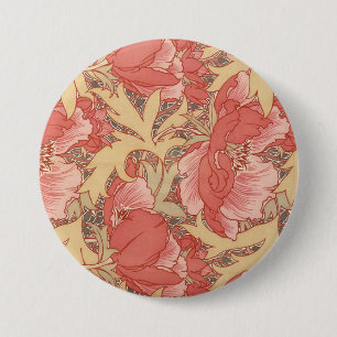 William Morris Poppies Floral Art Nouveau Pattern 7.5 Cm Round Badge