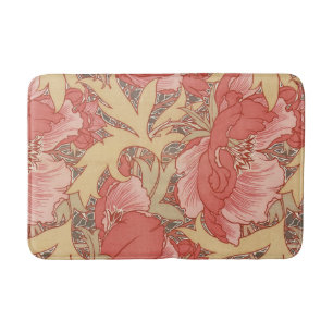 William Morris Poppies Floral Art Nouveau Pattern Bath Mat