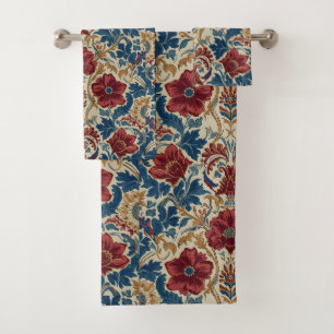 William Morris Poppies Floral art Nouveau Pattern Bath Towel Set