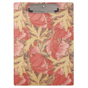 William Morris Poppies Floral Art Nouveau Pattern Clipboard