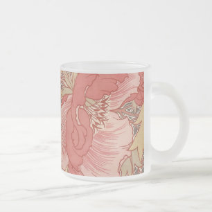 William Morris Poppies Floral Art Nouveau Pattern Frosted Glass Coffee Mug