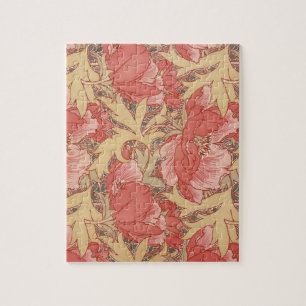 William Morris Poppies Floral Art Nouveau Pattern Jigsaw Puzzle
