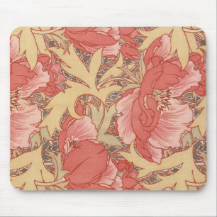 William Morris Poppies Floral Art Nouveau Pattern Mouse Mat