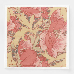 William Morris Poppies Floral Art Nouveau Pattern Napkin