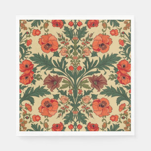 William Morris Poppies Floral Art Nouveau Pattern  Napkin