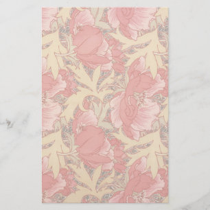 William Morris Poppies Floral Art Nouveau Pattern Stationery