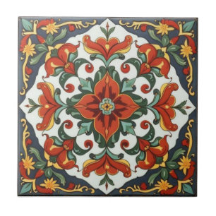 William Morris Poppies Floral Art Nouveau Pattern  Tile