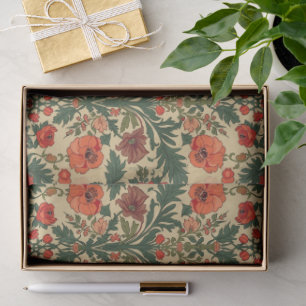 William Morris Poppies Floral Art Nouveau Pattern Tissue Paper