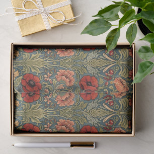 William Morris Poppies Floral Art Nouveau Pattern Tissue Paper