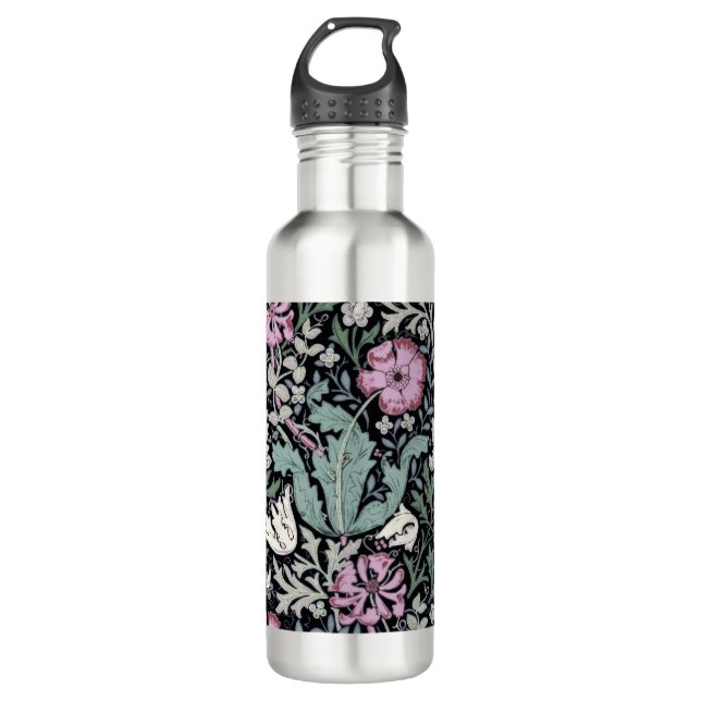 William Morris Poppy Botanical Victorian Wallpaper 710 Ml Water Bottle (Front)