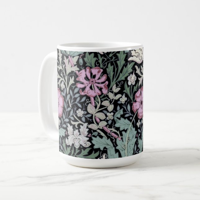 William Morris Poppy Botanical Victorian Wallpaper Coffee Mug (Front Left)