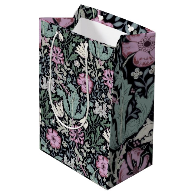 William Morris Poppy Botanical Victorian Wallpaper Medium Gift Bag (Back Angled)